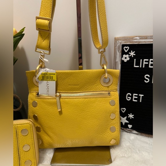 Hammitt Tony Gold Tone Grommet Studded Leather Crossbody Bag and wallet set - Picture 5 of 15